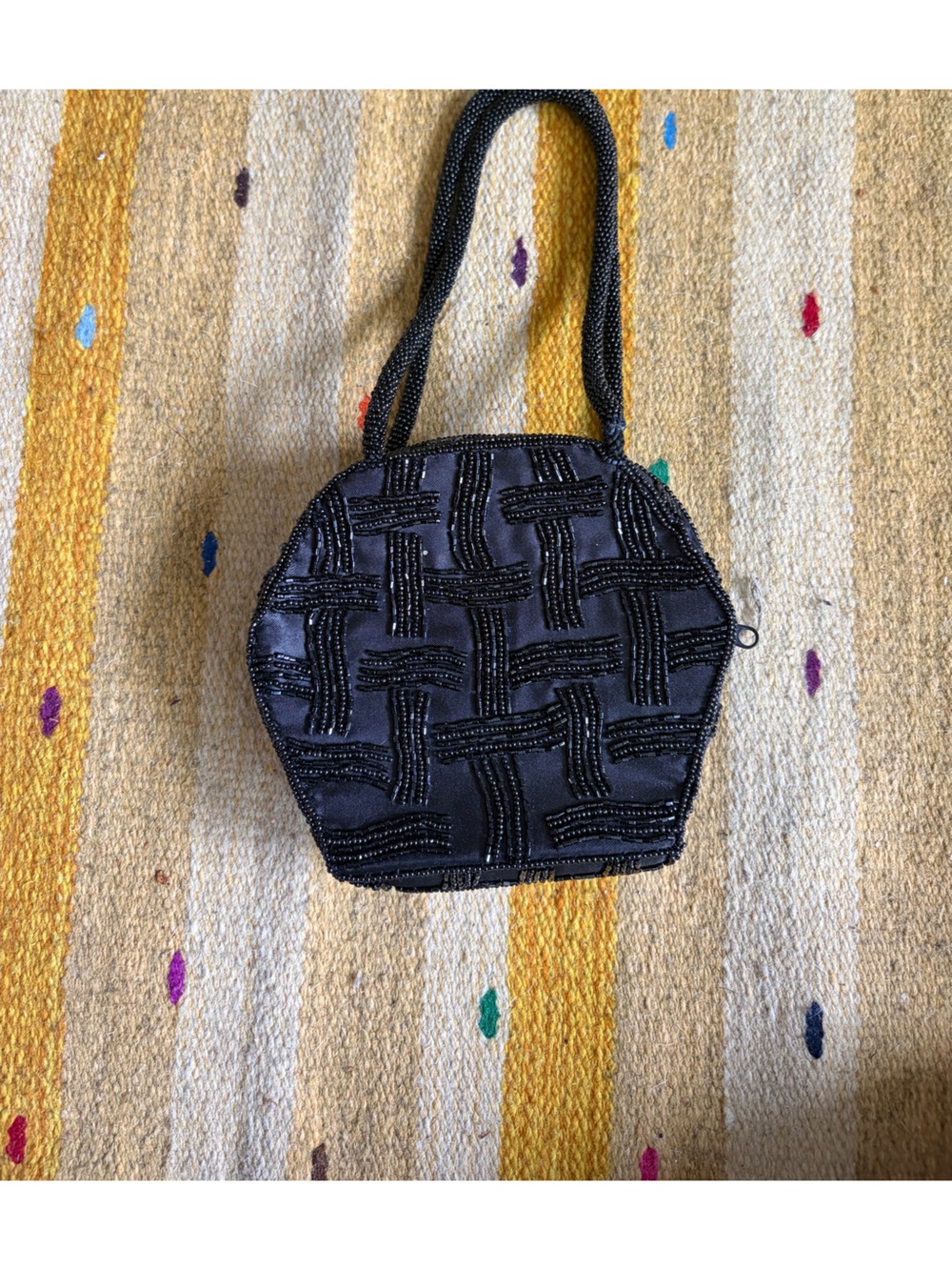 Black Beaded Crossbody Bag - Elegant Evening Handbag